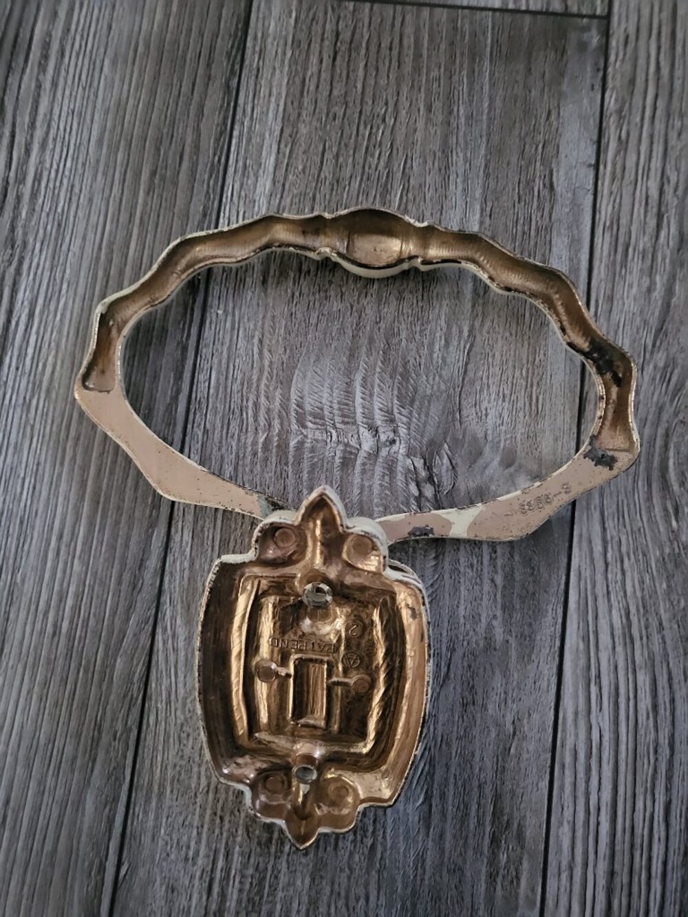 Vintage Amerock Bonaventure Gold Ivory Fleur De Lis Towel Bar & Ring Set 1960s - Picture 14 of 15